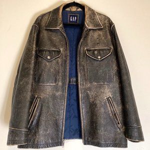 GAP Men's Distressed Leather Heavy Winter Jacket